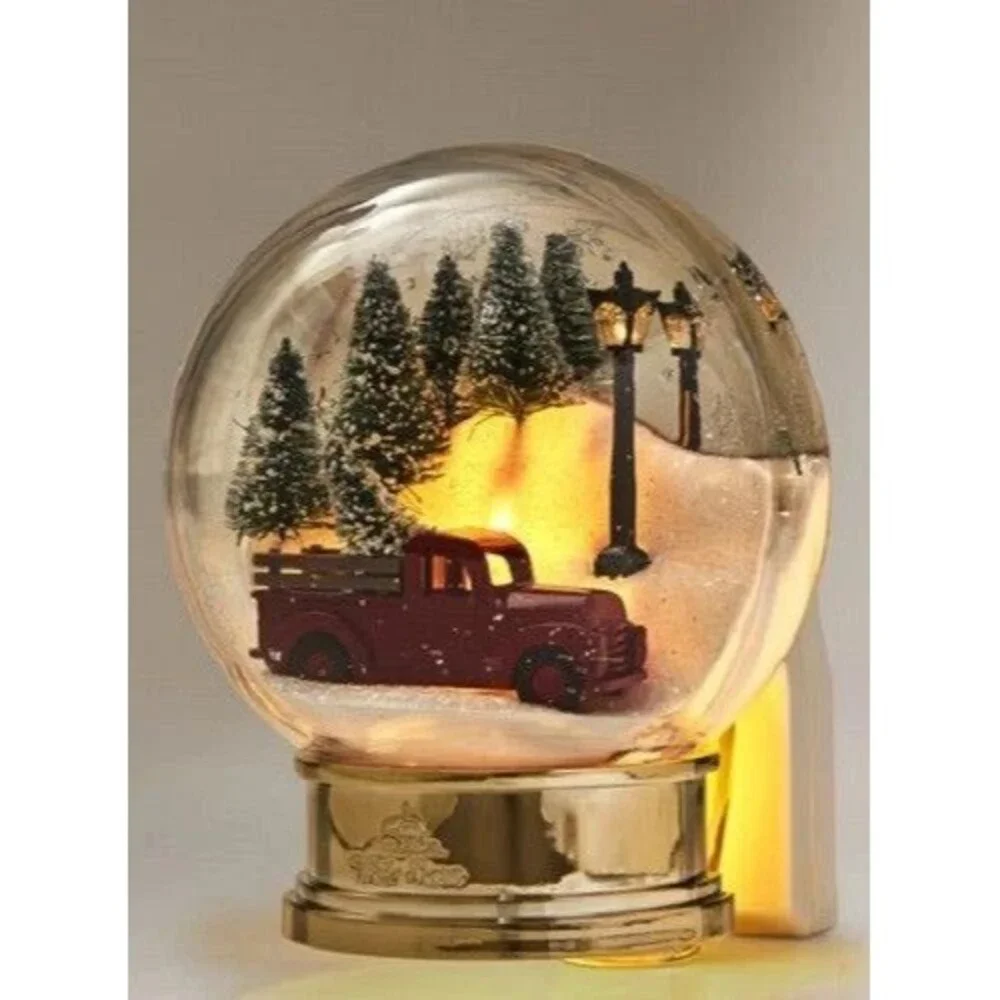 Bath & Body Works Red Truck Snow Globe Wallflower Plugin Lights Up